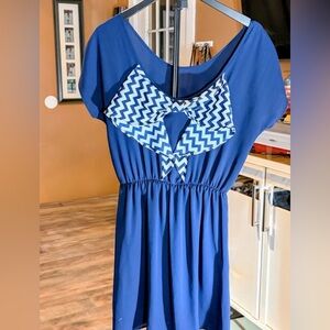 Charming Charlie Navy and Black Chevron Bow Back Dress Size Small